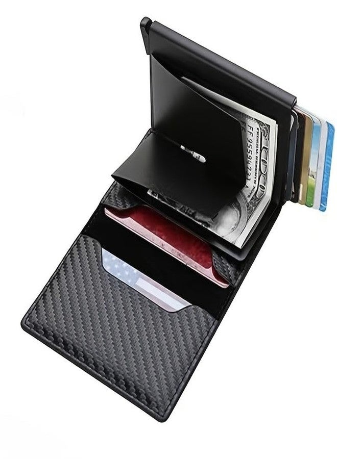 Maxbell Automatic Pop-Up Card Holder with Money Pocket - Slim RFID Blocking Wallet for Men & Women (Black) - Image 2